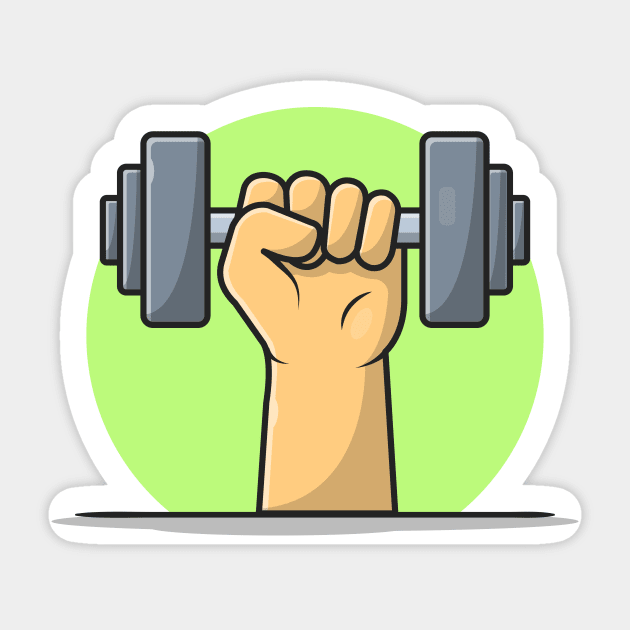 Hand Lifting Dumbbell Cartoon Vector Icon Illustration (3) Sticker by Catalyst Labs